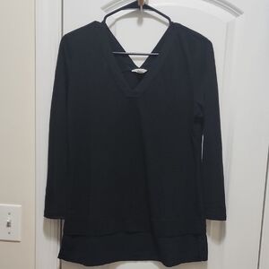 Calvin Klein Black V-Neck Women's Top Size M